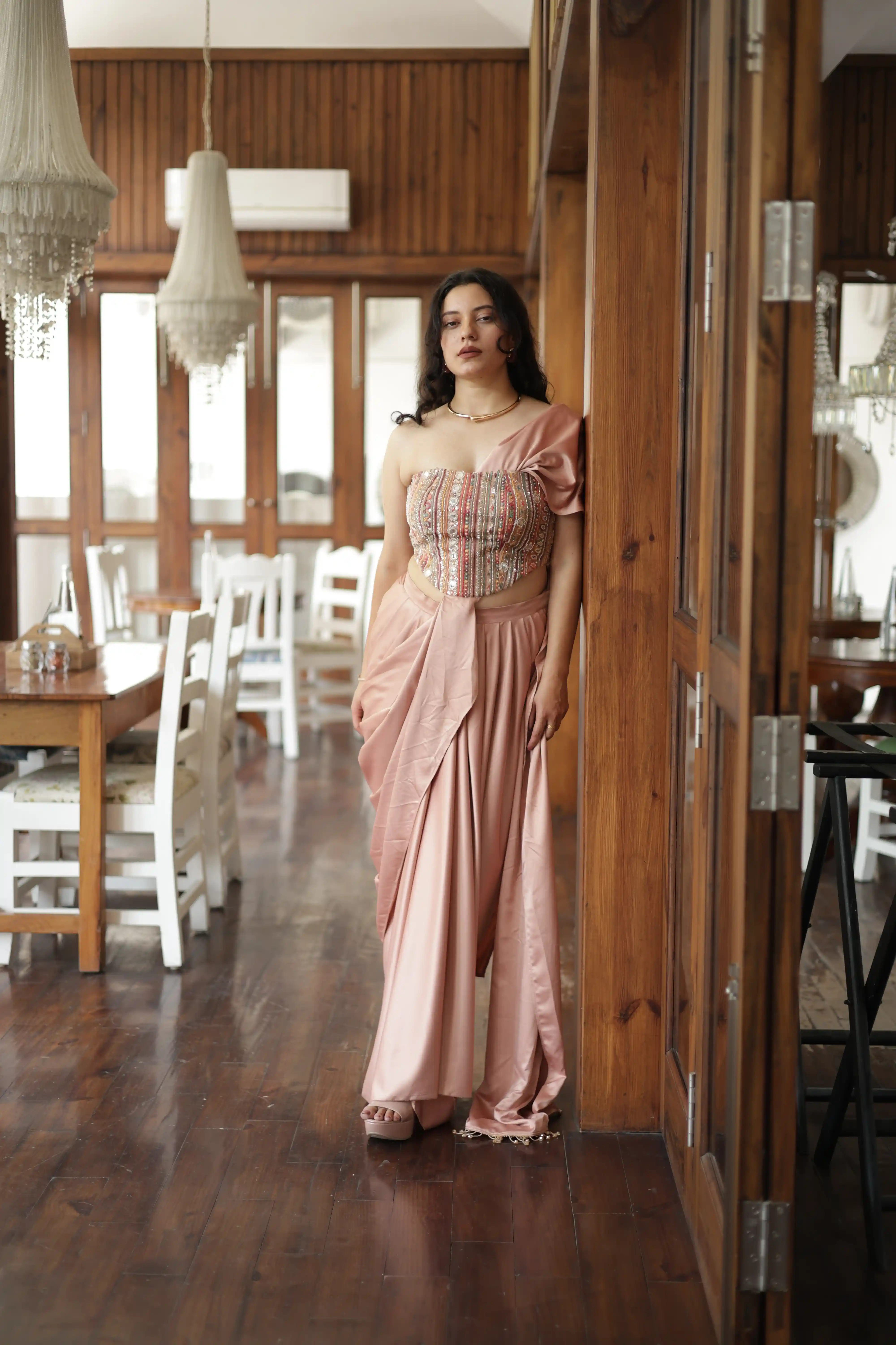 Peach Muse Corset Drape